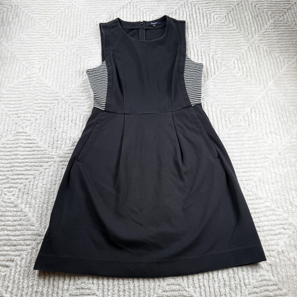 Madewell Dress Womens 4 Abroad Black Colorblock Knit Fit Flare Work Office